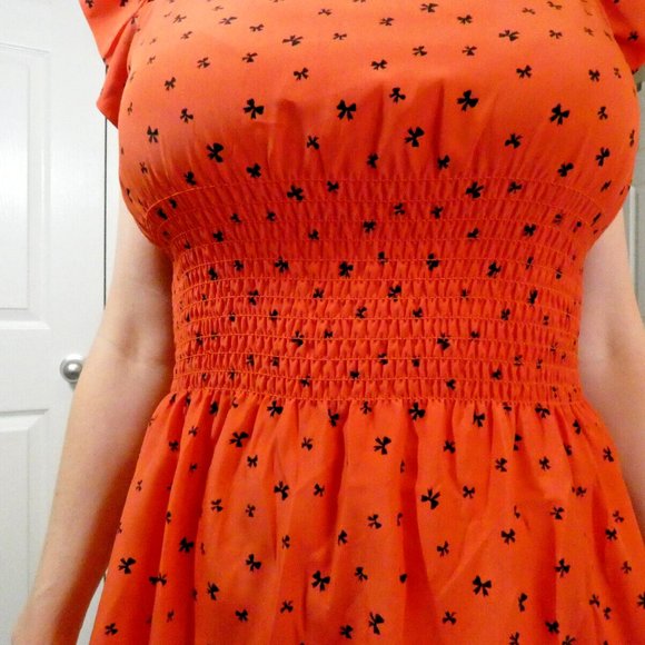 Orange Dress Chiffon Layers London British Designer Schoolgirl Chic UK 10 = US 6 - Picture 6 of 10